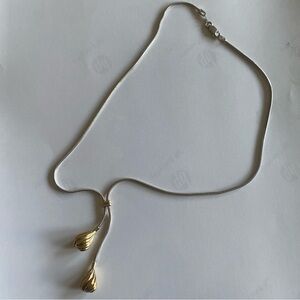 Luxe Sterling Silver and 14K Gold Teardrop Lariat Choker Necklace